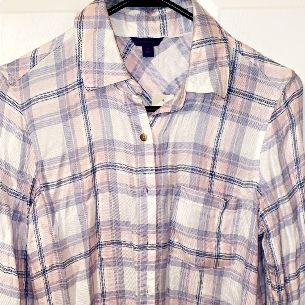 Pink, blue & Wht button down shirt